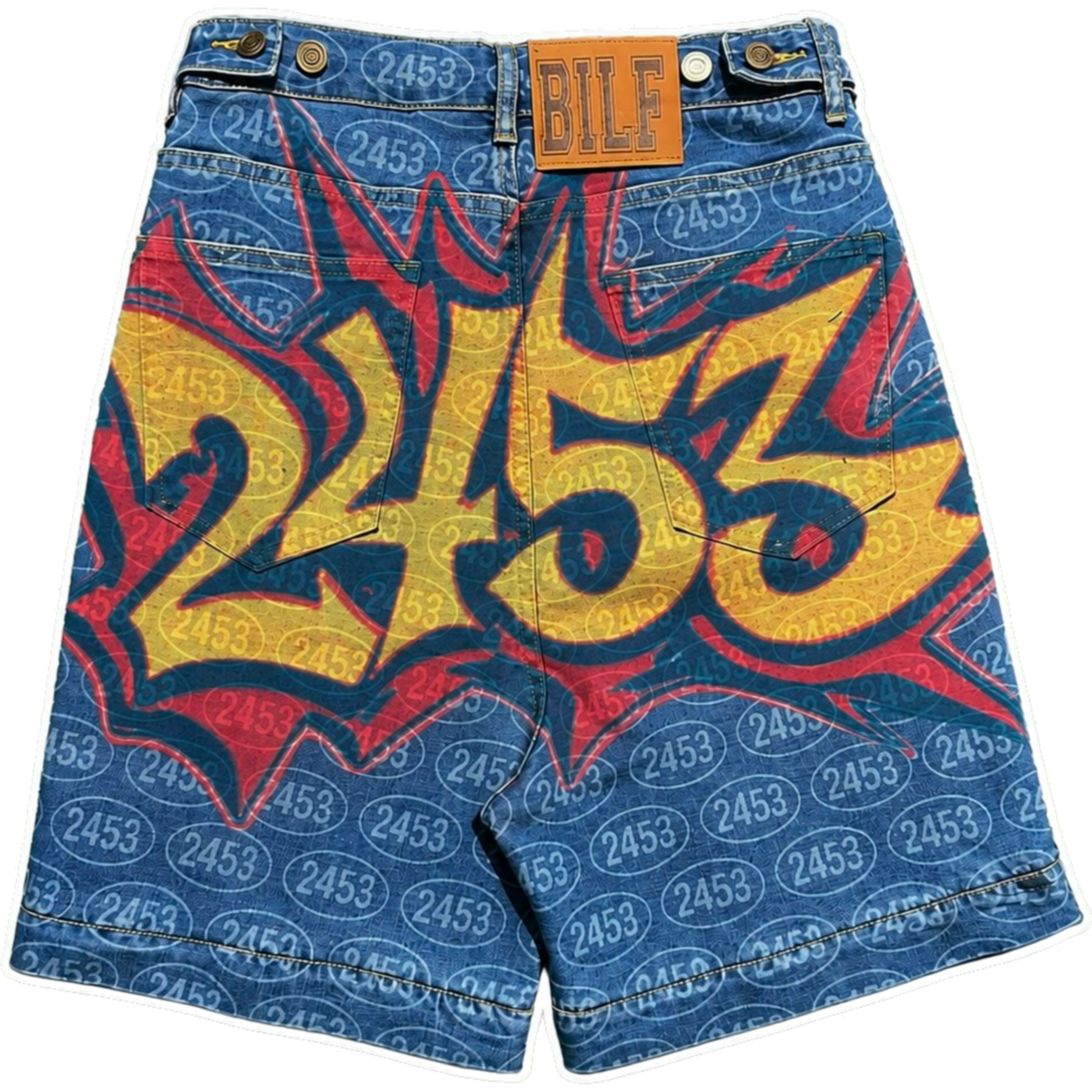 light blue 2453 monogram graffiti bottoms