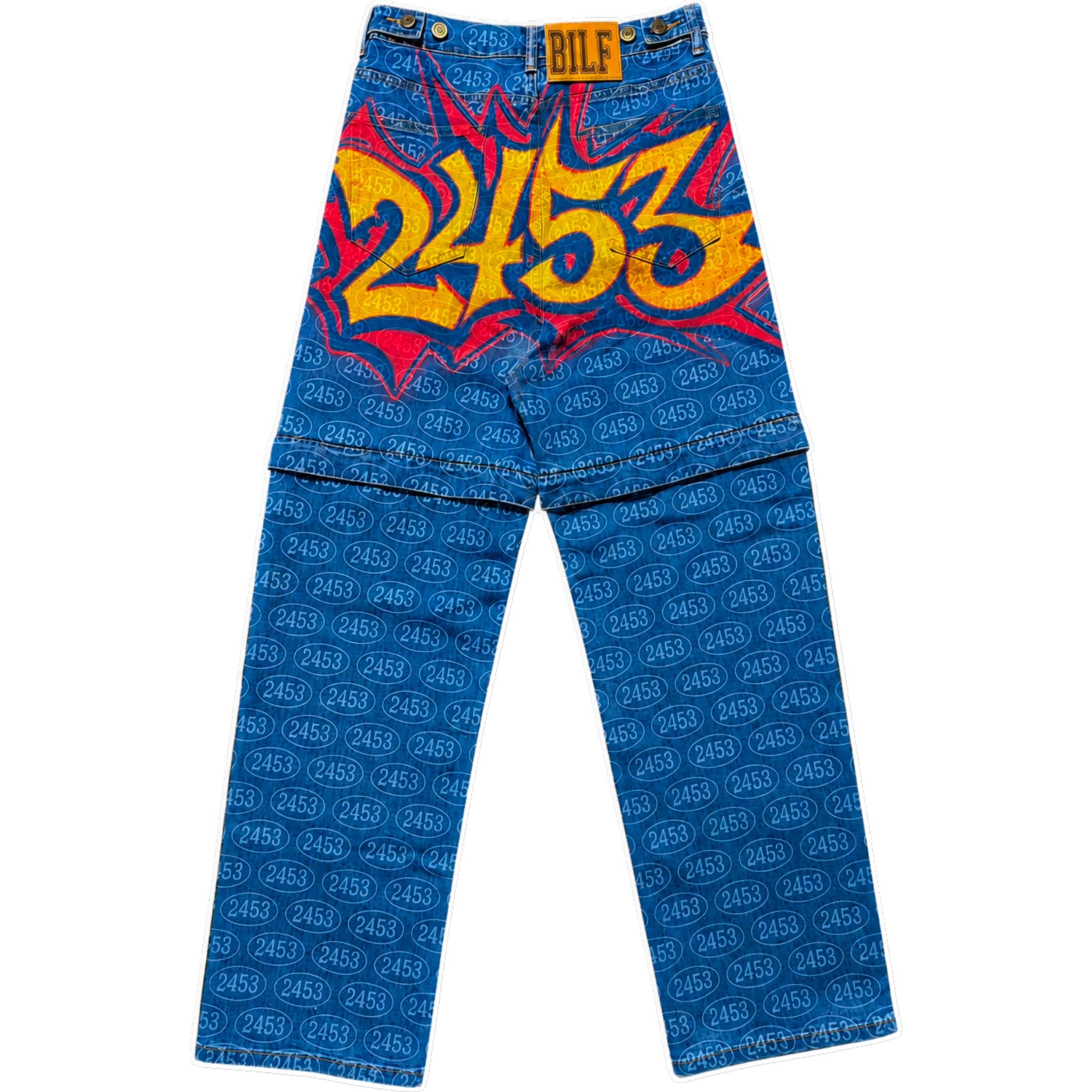 light blue 2453 monogram graffiti bottoms