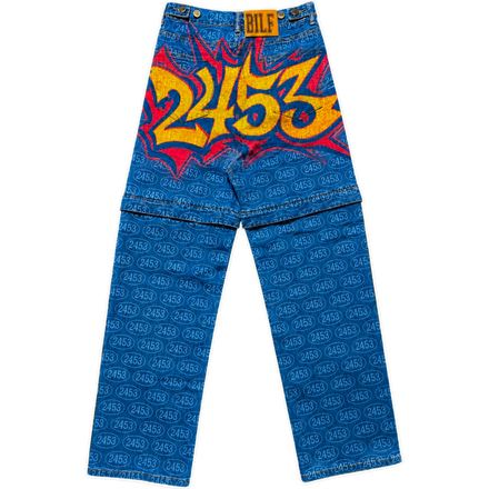 light blue 2453 monogram graffiti bottoms