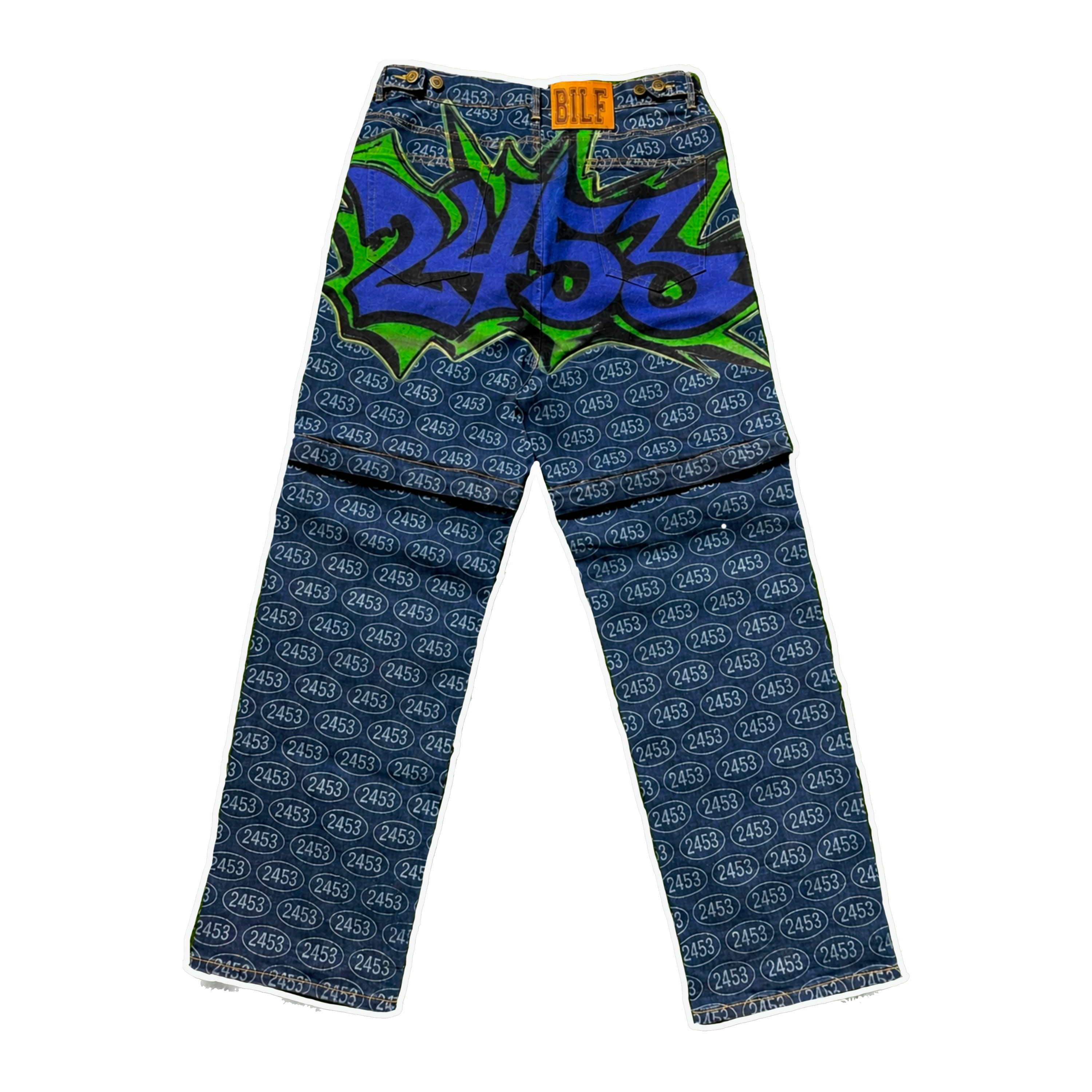 dark blue 2453 monogram graffiti bottoms