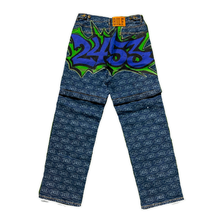 dark blue 2453 monogram graffiti bottoms