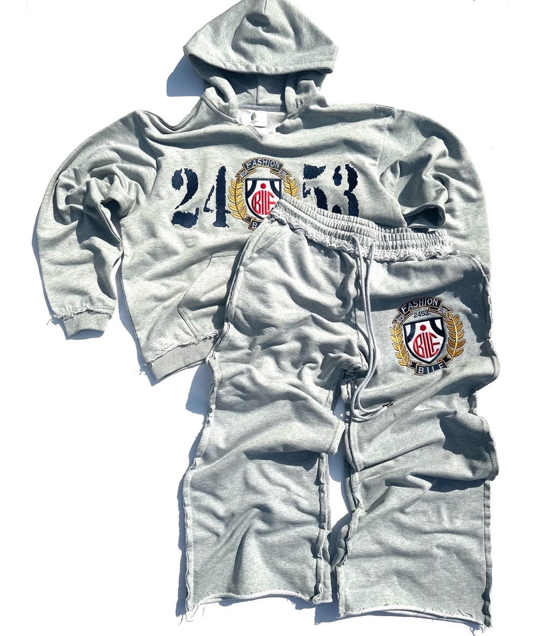 Grey Distressed 2453 Full Sweatsuit